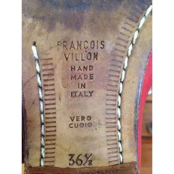 Vintage Francois Villon Paris Red Italian Leather Studded Cowgirl Boots 36.5 6 - Picture 8 of 10